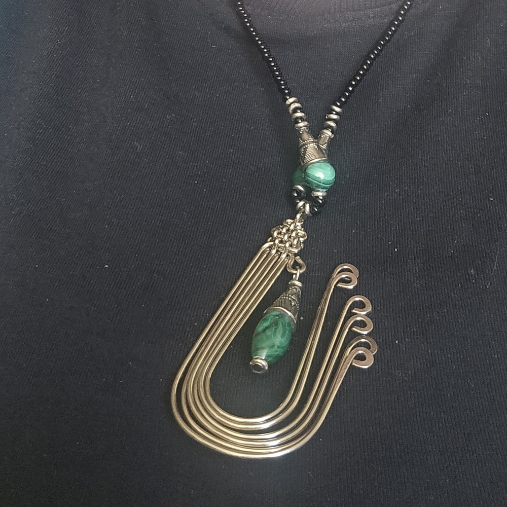 Kenyan Green and Gold U-Shaped Necklace with Beads